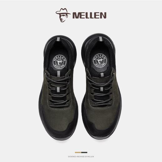 MELLEN Minglang men's shoes new outdoor wear-resistant sports casual shoes genuine leather comfortable work boots MEC67281 dark gray (real leather inner) 37