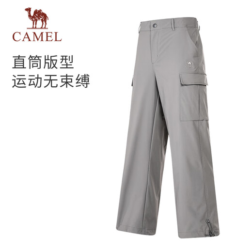 
Camel work pants for men and women autumn waterproof casual pants for outdoor hiking sports pants plus velvet woven charge trousers Y14CAY6625, Xinghe Gray, men [single layer] M