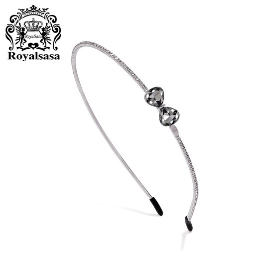 Royal sasa Royal salsa Korean bow sweet and thin headband simple metal headband pressed hairpin adult female headwear dark gray GA
