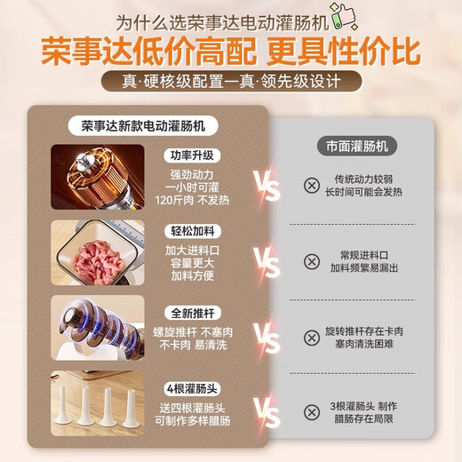 Royalstar electric sausage filling machine, fully automatic household sausage filling machine, casing sausage filling commercial tools, fully automatic sausage filling machine, enema tube + meat stick