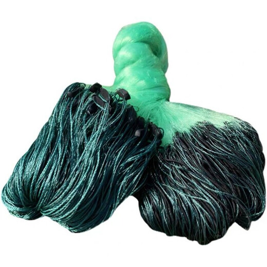 Guangtai weighted rope pendant fishing net green silk three-layer sticky fish net catching fish net fishing net crucian carp net grass fish net sinking wire net upgraded rope pendant 3 meters high 4 fingers 100 meters long