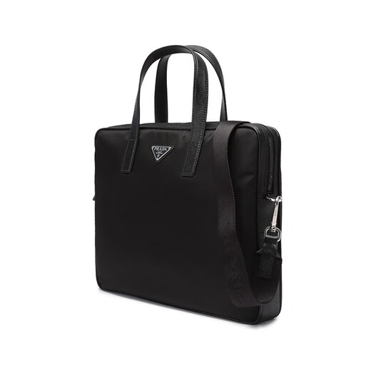 PRADA Men's Re-Nylon Regenerated Nylon Handbag Shoulder Crossbody Bag Briefcase Men's Bag 2VE368 2DMH F0002 V XOM Black Triangle Logo