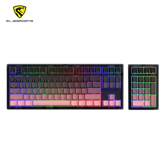 腹灵MK870PRO机械键盘套装108键三模无线蓝牙有线RGB办公游戏侧刻键盘 三模870pro黑曜石 黑莓侧刻+PAD TTC快银轴 V2【游戏玩家推荐】