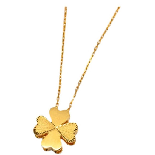 Yadige Hong Kong Dafu New Necklace Women's Imitation 999 Pure Gold Lucky Four-Leaf Clover Pendant Imitation 24K Gold Fashion Clavicle Chain