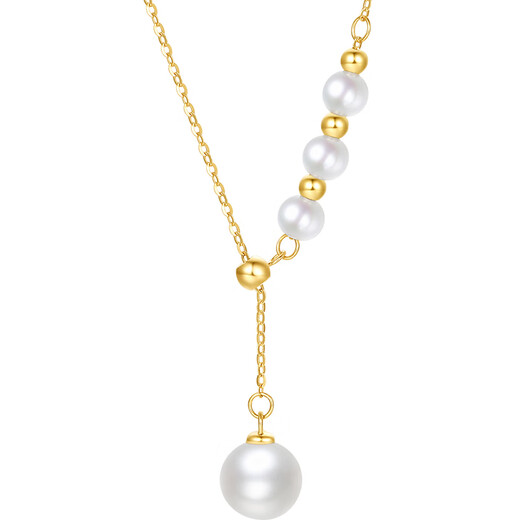 Saturday Fortune Yellow 18K Gold Necklace Women's Gold Pearl Pendant Pendant X0613069 40+5cm Birthday Gift