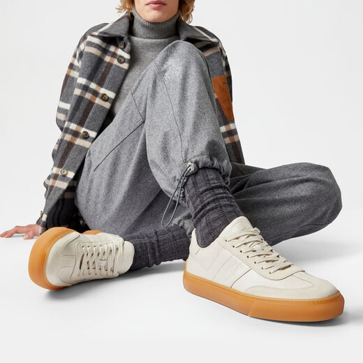 TOD S End of Season Special TOD S Official Men's Leather Splicing Sports and Casual Shoes Flat Shoes White 39.5 True to Size