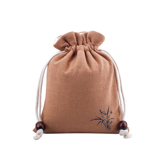 Zhuanmingtang pure cotton toy cloth bag, bead storage, velvet bracelet, Buddha beads, star and moon bodhi leaf, rosewood drawstring, walnut, navy blue small size 13*10cm