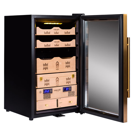 LUBINSKI cigar cabinet, high-precision constant temperature and humidity, special electronics for naked eggplant cultivation, can hold about 300 pieces, metal door frame-222-48L