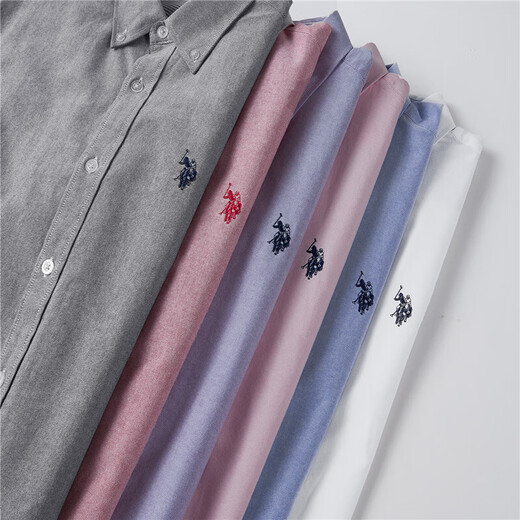 U.S. POLO ASSN. Long-sleeved shirt men's spring and autumn pure cotton Oxford spinning business casual loose iron-free breathable men's shirt white 2XL