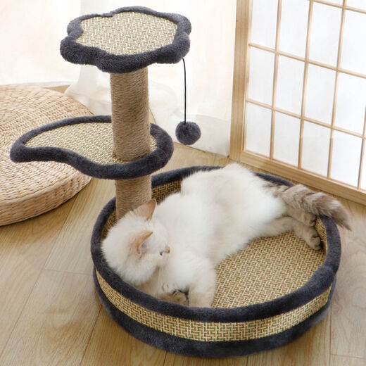 Naughty Cat Climbing Frame Cat Climbing Frame Cat Climbing Frames in One Sword and Cat Tree Wear-resistant Cat Climbing Board Jumping Toys Cat Products Cat Climbing Sage Pillar Wicker Gray Cat Climbing Frame