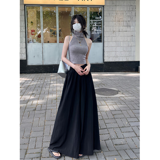 棉致山本冰丝裤子女夏季新款宽松小个子薄款阔腿高腰休闲裤裙 咸菜绿【1483高品质23.5】 M 85-105斤