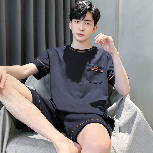莫代尔男士睡衣男夏季2025新款短袖家居服男款男生青少年夏天夏款大码 H HDE-9930 4XL 均码