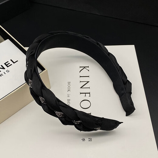 Kamalun (KAMALUN) 2025 headband female internet celebrity new high skull wide edge headband black hairpin hairpin face wash high-end headwear black