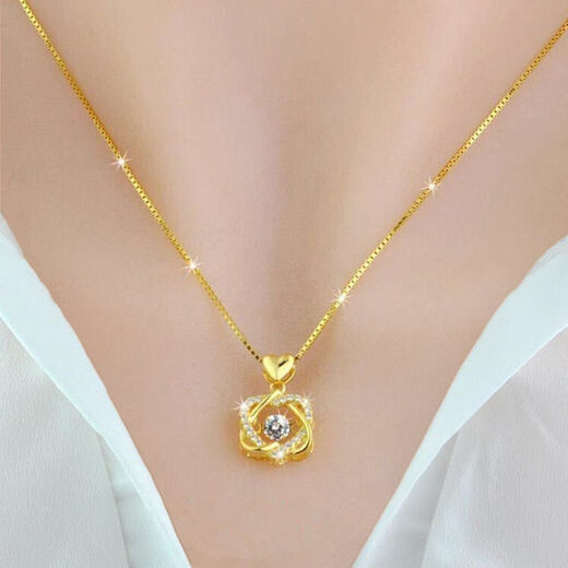 Yin Qianhui unbranded Vietnamese sand gold necklace women's clavicle gold necklace love pendant Korean version for girls to give to their girlfriends mother gold leaf pendant + zygote chain