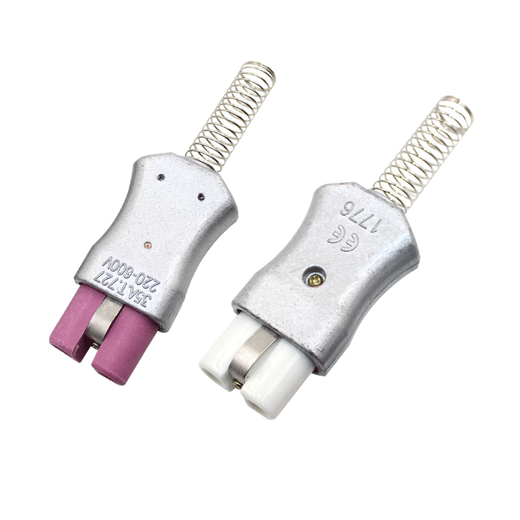 赞璐桐T727铝合金高温插头 35A加热圈陶瓷电炉插头 工业耐高温插头插座 白色陶瓷插孔6mm