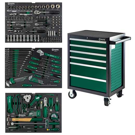 SATA Auto Repair Tool Cart Set with Tools Full Set of Auto Repair Special Tool Box Car Car Quick Repair AE5961A 95126/Auto Repair 6 Drawer Tool Cart (27 Inch)