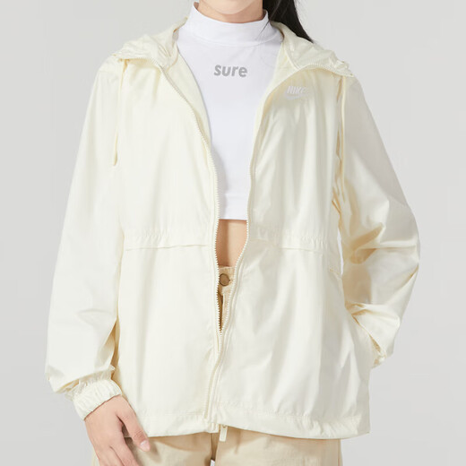 耐克（NIKE） 外套女装秋季新款运动服梭织防风连帽上衣夹克DM6180-010 DM6180-113米黄 S