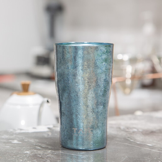 TAIC Titanium pure titanium beer cup double-layer vacuum water cup titanium cup juice cup milk cup coffee cup Hercules cup ultra-light high-end gift cup Hanhai Blue
