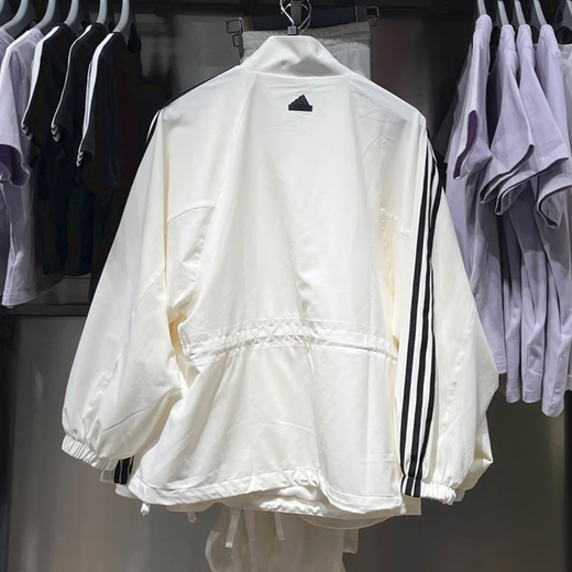 Adidas Clover Coat Frauen Frühling 2025 Neue lose Casual Sportswear Stand Halsband Wobdes Windschutzjacke auf JI9768 Han Yu White M.