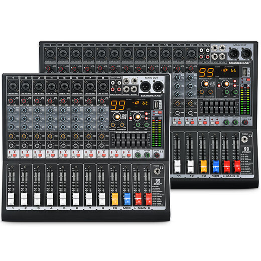 SOUNDHUANG Professional 8-channel 12-channel mixer with grouped digital reverberation effector for recording and live streaming Bluetooth U disk stage performance BG8 (8 channels)