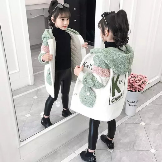 Disney (Disney) Winterjacke für Mädchen, 2023, neuer Winterstil, mittellanger koreanischer Stil für Kinder, verdickter Außenmantel für Herbst und Winter, Rosa (Polsterung und Verdickung) 140