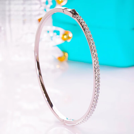 Junpo platinum bracelet PT950 moissanite women's half-circle micro-set single diamond simple and versatile fashion 18K gold elegant bracelet platinum gold