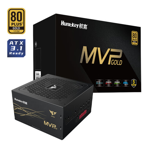 Huntkey WD750EVO dazzling gold Ares desktop host computer power supply rated 750W/850W/1000W/1200W/1600W full module power supply PCIE5.1 interface MVP K850 black-850W gold medal (five-year warranty) full module