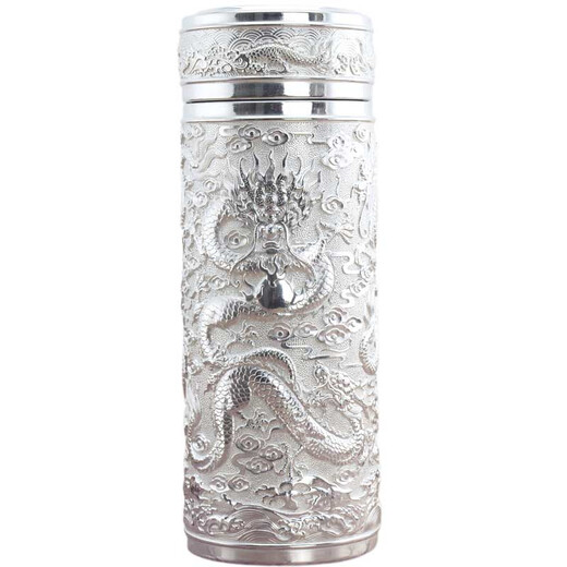 
ZSR silver cup 999 sterling silver inner liner silver water cup foot silver tea cup Yunnan snowflake silver business gift thermos cup customization Sterling silver Baifu cup + luxury gift box + appraisal certificate