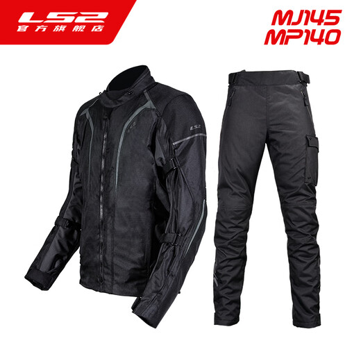 LS2 New Autumn and Winter Motorcycle Riding Suit Set for Men and Women Motorcycle Racing Waterproof, Wear-Resistant, Fall-proof and Warm in All Seasons 145 Men's Style - Black/Dark Gray MJ145 XL