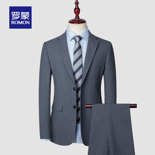 ROMON high-end men's suit clothing men's two-piece spring and autumn formal wedding dress jacket daddy suit 2266 gray. Double slit 165C (165) 90-105Jin Jin equals 0.5 kg