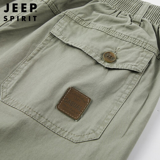 Jeep吉普休闲裤男中年夏季新品薄款纯棉宽松直筒工装裤多口袋直筒裤 浅灰色 XL（建议140-160斤）