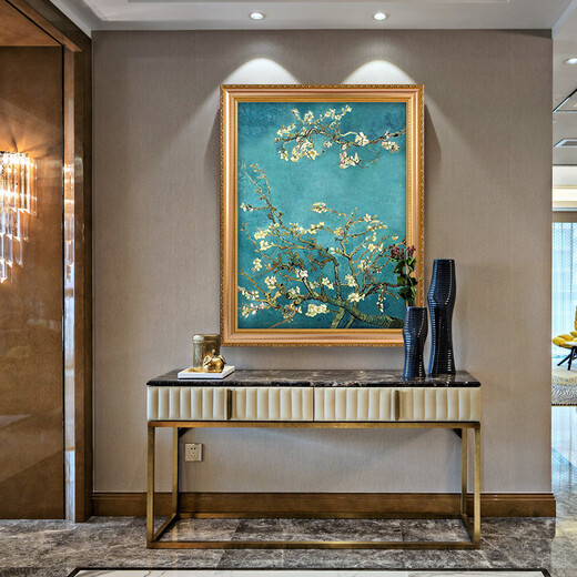 Apricot blossoms in the imperial flag. Van Gogh's hand-painted oil paintings copying the corridor entrance decorative paintings of European restaurants. 692 gold solid wood frame. 100X150