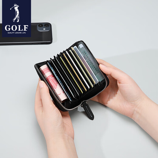高尔夫（GOLF）卡包男士大容量多卡位卡包便携银行卡驾驶证包安全防盗父亲节礼物 黑色