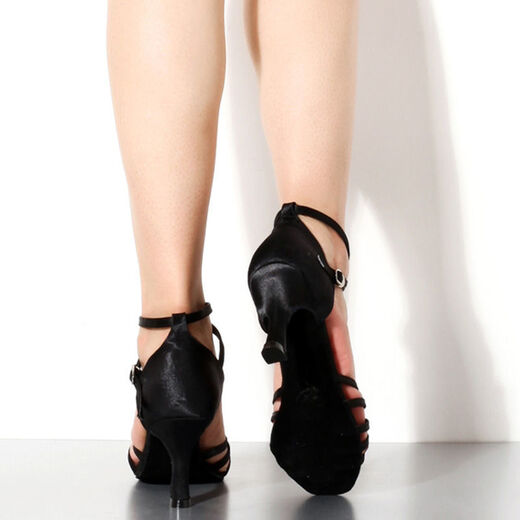 Zapatos de baile rojo 12190 Zapatos latinos Yingpu Gao Satin Cross Dance Room Chacha Rumba Training Shoes Black 39