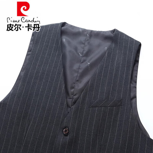Pierre Cardin striped suit suit men's new style double-breasted high-end business suit three-piece wedding dress 9810 gray