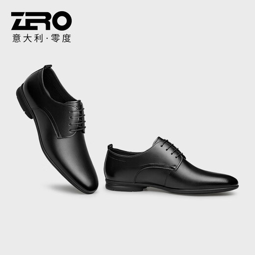 零度Zero男鞋夏季新款男士职场商务办公皮鞋子舒适耐磨正装德比鞋 系带款黑色36X 43