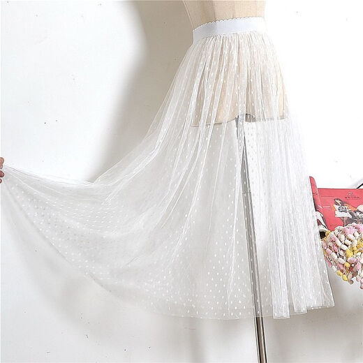 Begiche Single-Layer Gaze Rock Maschenrock der Frauen vielseitiger Spitze Petticoat regulärer Deckrock ohne Auskleiderock Rock 6621 Schwarzer Nicht-Auskleidungsstil gleich groß