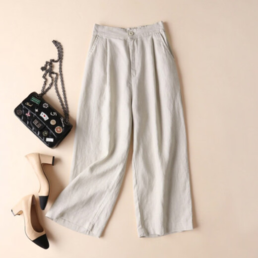 Cotton de algodón y ropa de lino Zimu para mujeres, pantalones de pierna ancha versátiles de mujer pantalones de mujeres