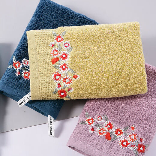 KING SHORE 3-pack square towel, pure cotton, hanging hand and face towel, children's square absorbent hand towel, square towel 6K121, 3 pieces, one each in blue, green and gray