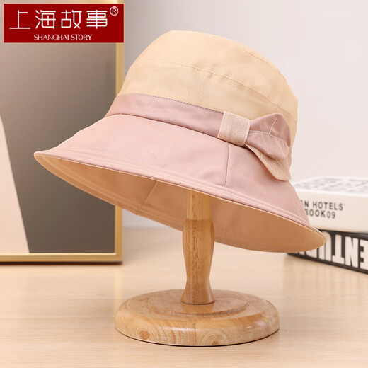上海故事真丝遮阳帽女士夏季帽子防晒防紫外线桑蚕丝太阳帽送妈妈长辈生日礼物 SSS24MZ18 米色