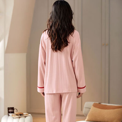 Cotton pajamas for women in spring and autumn new style pit strip round neck pullover long sleeve trousers home suit can be worn outside MXL-ZWF9923 XXL code-suggested 120-140Jin [Jin equals 0.5 kg]