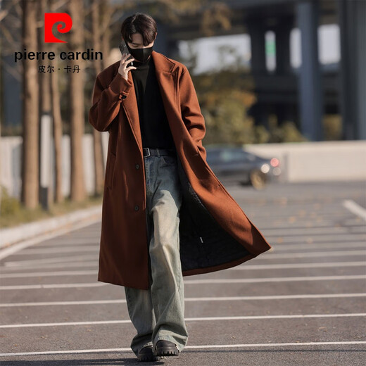 皮尔卡丹（pierre cardin）毛呢大衣男士秋冬加棉加厚高级西装妮子外套德式英伦风衣中长款 灰色 M