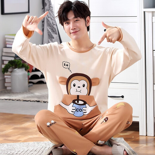 Slim Pyjamas für Männer im Frühjahr und Herbst Teenager Langarmdünner Cartoon Cartoons Junior High School-Schüler Nettes Männer verlieren Big 9934 m kleine Größe 155-160 Gewicht 80-90jin [Jin entspricht 0,5 kg]