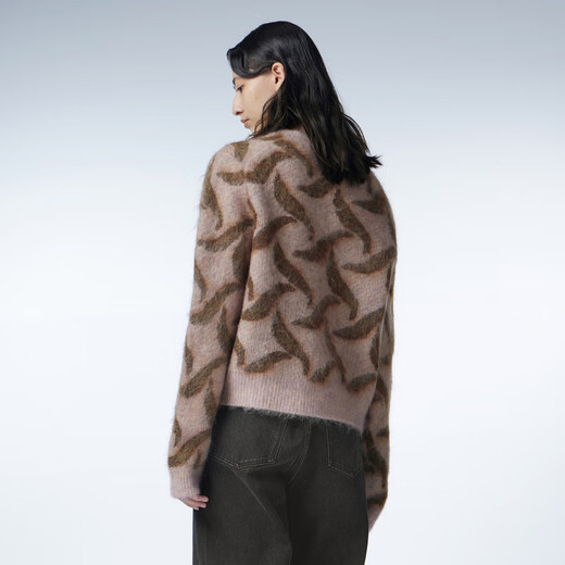 Jnby / Jiangan tissu automne et hiver cardigan tricot pour les femmes rétro jacquard cou court rond pull tridimensionnel 5n0313770-690 / poudre mélangée s