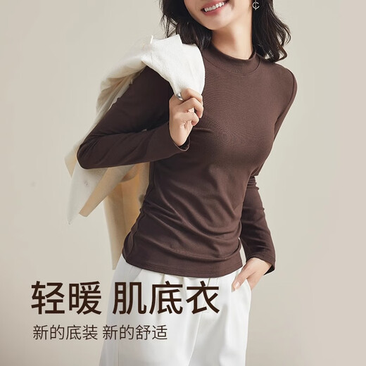 Ancient and modern (GUJIN) small stand-up collar bottoming shirt for women with warm inner top Modal autumn and winter basic versatile slim long-sleeved T-shirt black L