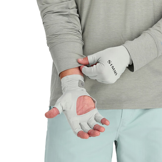 SIMMS Sun Protection Gloves SOLARFLEX Fishing Special Gloves Luya Spring, Summer, Autumn and Winter Warm, Wear-Resistant, Comfortable and Breathable Gray M