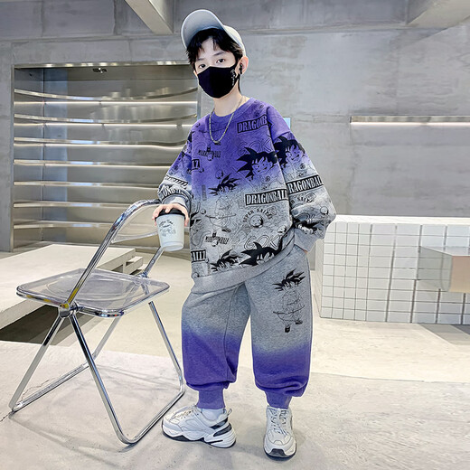 三叶豆（SANYEDOU）男童套装春秋款儿童运动服中大童衣服男孩悟空卡通卫衣秋季两件套 TZ6167款绿色 170cm