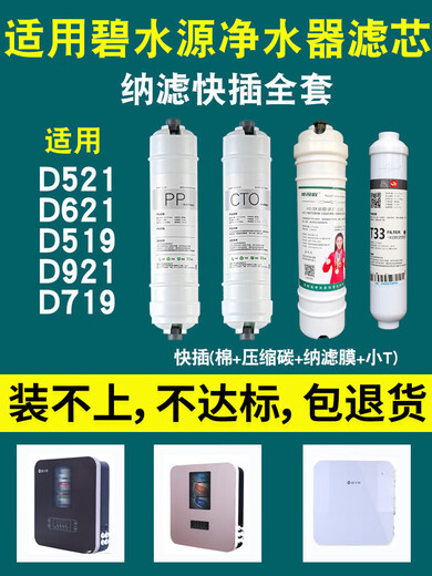 三溢水适用于碧水源净水器滤芯D519/D521/D621/D719/D921纳滤膜 快插四级(PP+CTO+纳滤膜+小T)