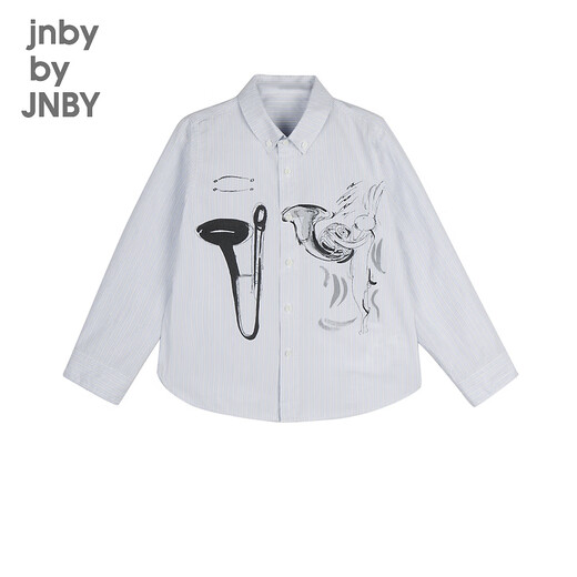 
jnby by JNBY Jiangnan cloth children's clothing autumn long sleeve cotton shirt cute concert pattern boys and girls children 1N7212640 983 blue black strips/grid 130 cm