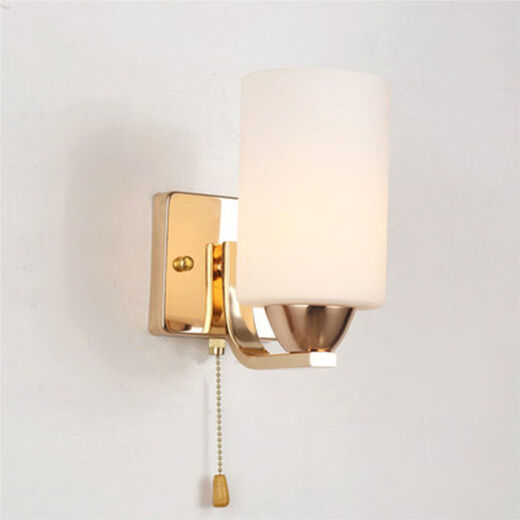 Yaotian simple modern fashion creative bedside glass wall lamp with switch living room lamp bedroom lamp aisle lamp indoor wall lamp gold single-head pull switch without bulb